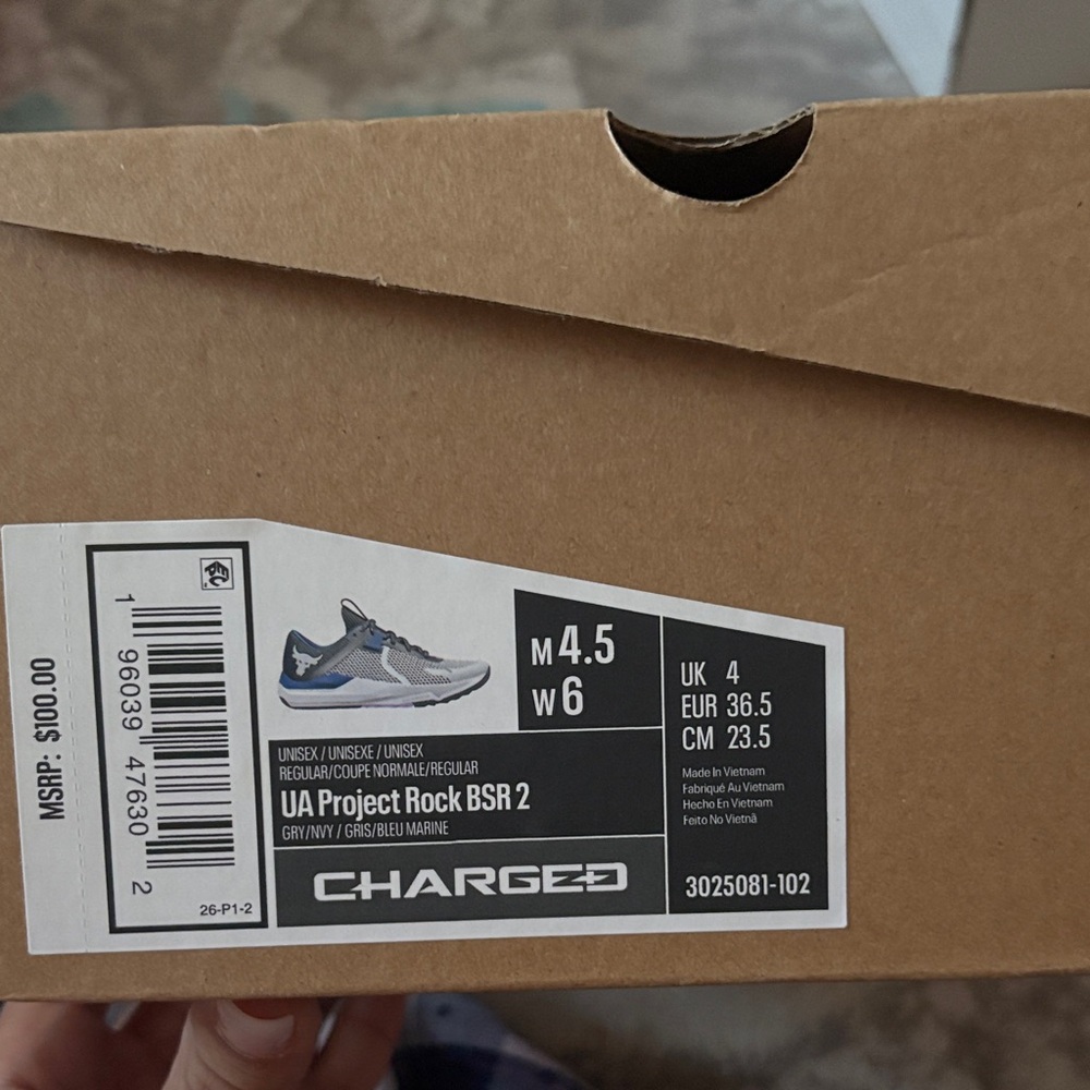 Under Armour Project Rock BSR 2 Gray and Blue Men's Athletic Shoes